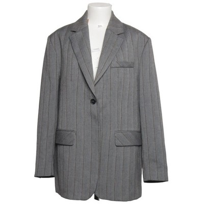Femmes du Sud, Blazer, Größe: M, Grau, Streifen, Tweed, Damen #S8N