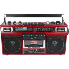 Supersonic SC3201BTRD Retro 4-Band Radio and Cassette Player with Bluetooth Red
