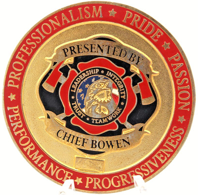 Office of Fire Chief Bowen Outstanding Performance Challenge Coin 1.75 Copper