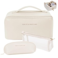 3 Pcs Travel Makeup Bag Portable Large Capacity Cosmetic Bags for Open Flat M...