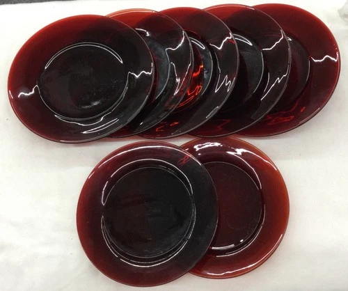 Vintage Anchor Hocking Ruby Red Plates & Salad Plates (7 Pieces)