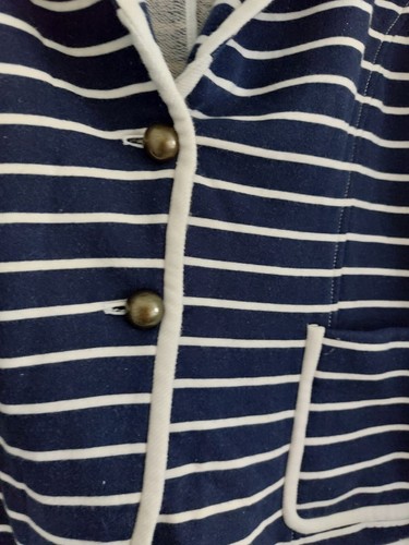 Mango Casuals Navy White Striped Blazer Size 10 - Picture 3 of 14