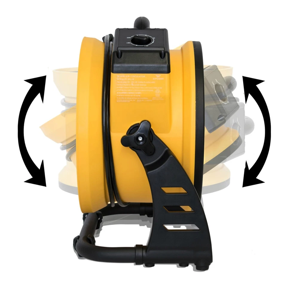Ventilador utilitario portátil XPOWER FC-100 de 11" de diámetro de alta velocidad, circulador de aire Foto 3 de 4