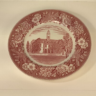 Old English Staffordshire ware Adam Pottery pink rose colonial ￼capital VA plate