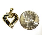 10k yellow gold .02ct SI2 H diamond heart sapphire pendant charm 3.1g estate  — photo 3