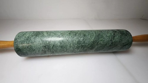 Vintage 10" Marble Granite Green Rolling Pin with Wooden Handles 18” full length - 第 4/10 張圖片