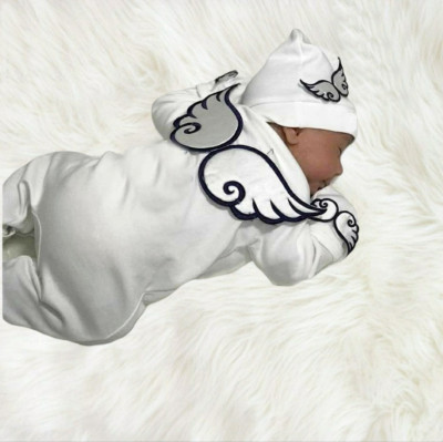 Neugeborenes Baby Kleidung Strampler 4 Teile Outfit Body Engelsflügel Set 