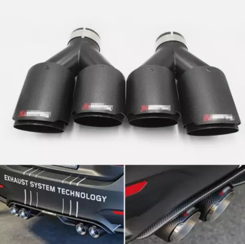 2PCS For Akrapovic Real Carbon Fiber 2.5" ID Car Exhaust Tip Dual Pipes End - Picture 6 of 9