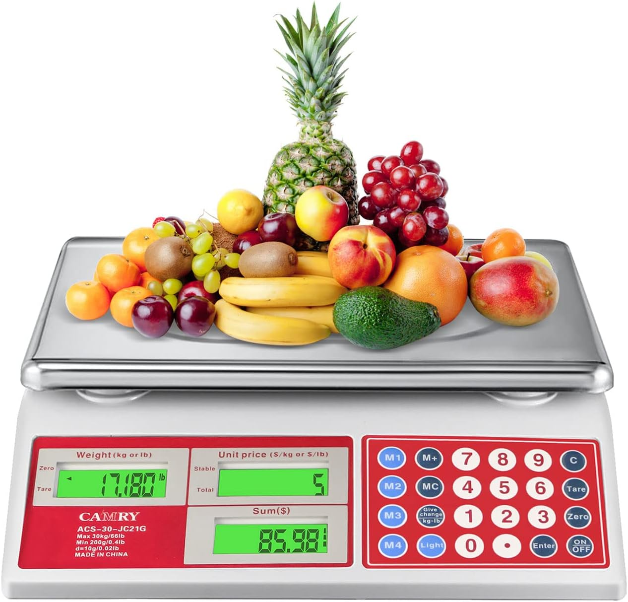 Digital Price Computing Scale 66Lb/30Kg Commercial Produce Scale with Stainless