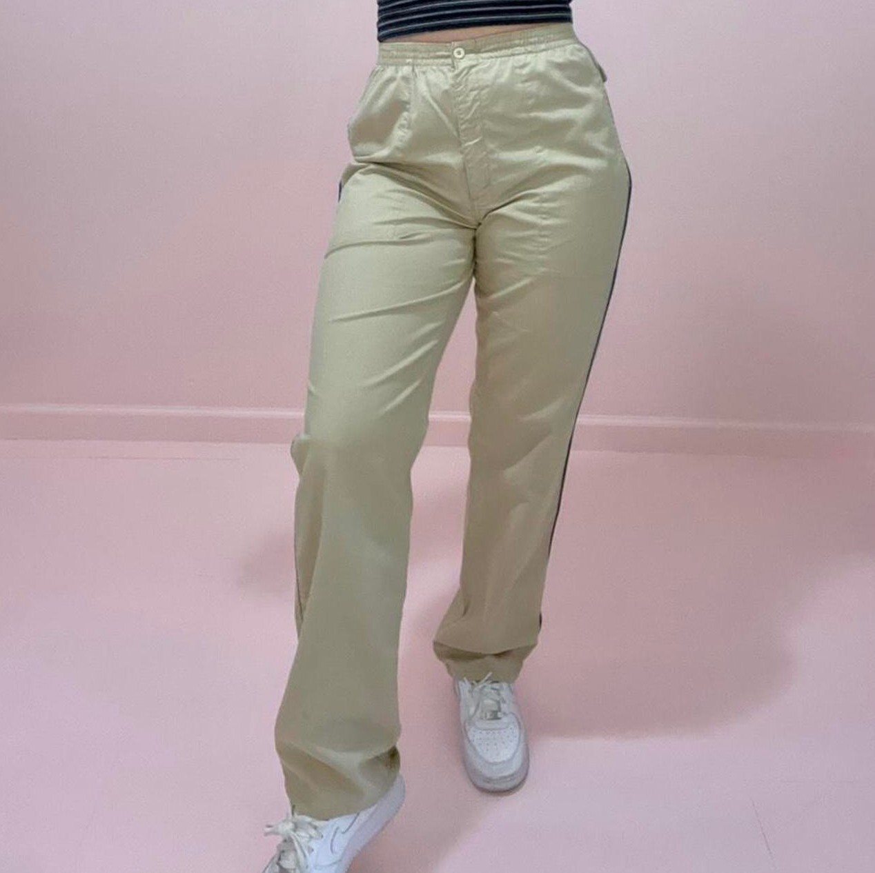 vintage 80s khaki pants with side stripe | eBay