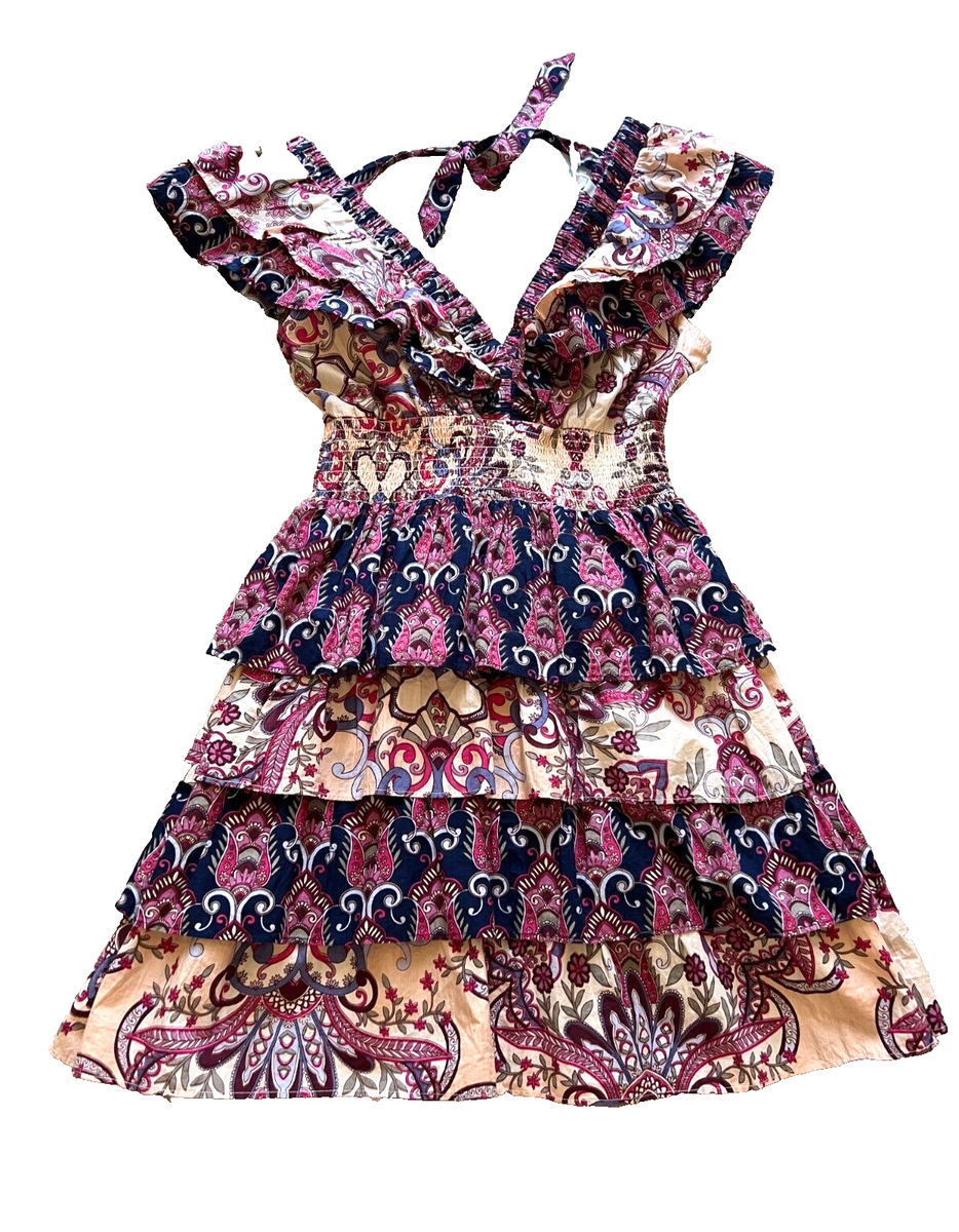 NWT NEW Caroline Constas 100% cotton dress US S SMALL layered cinched waist  | eBay