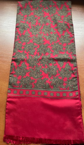 De colección Pelo Seda Lana Hombre Bufanda Ópera 2 Capas Rojo Marrón Caqui Paisley Patrones - Imagen 6 de 12