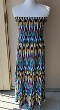 Xuafulin Maxi Dress Womesn XL-XXL Purple Blue Yellow Geometric Strapless Boho