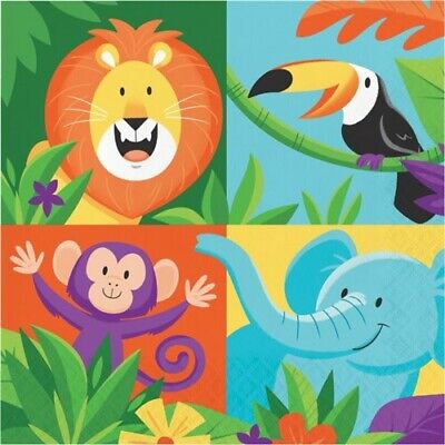 Details about   Jungle Safari Lunch Napkins Paper 16 Pack Jungle Birthday Party Tableware