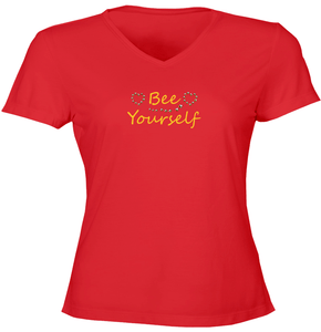 Be-Yourself-Juniors-Girls-Women-Vneck-Tee-T-Shirt-Gift-Print-Shirts-Bee-Yourself