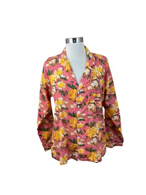 Dacha Two Webster NEW S/M Pink Yellow Floral Pajama Top Luxury