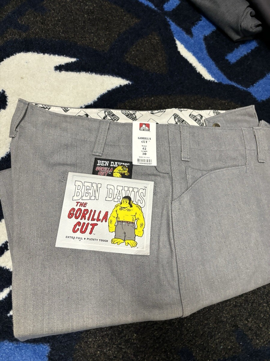 Vintage Ben Davis Gorilla Cut Baggy Wide Deadstock 42x30 Gray USA