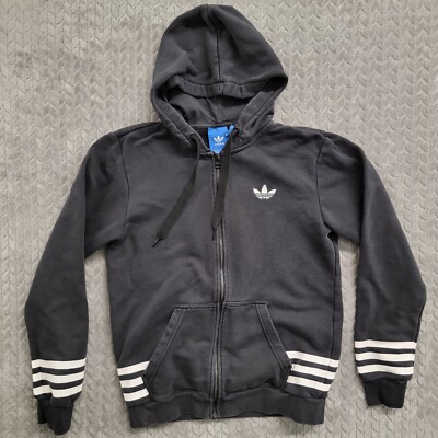 Adidas Originals Full Zip Hoodie Jacket Womens Sz Small Black