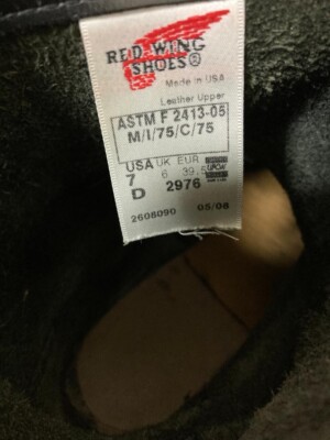 REDWING 2976 Short Engineer Boots size US7D color black Mens