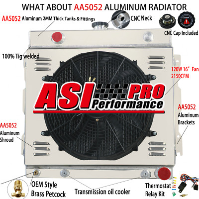 For 70-1979,72 Dodge D/W 100 150,200 250 Truck 5.2 5.9L 4Row Radiator&Shroud Fan