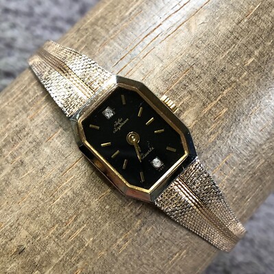 Vintage Jules Jurgensen Ladies V237 Diamond Gold Tone Quartz 15mm