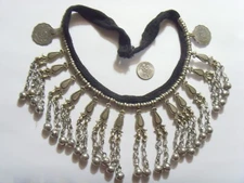 vintag Tajik tribal silver gypsy bells choker belly dance cultural jewelry 51990