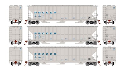 HO-Gauge - Athearn - Procor 54' FMC 4700 Covered Hopper (3-Pack)
