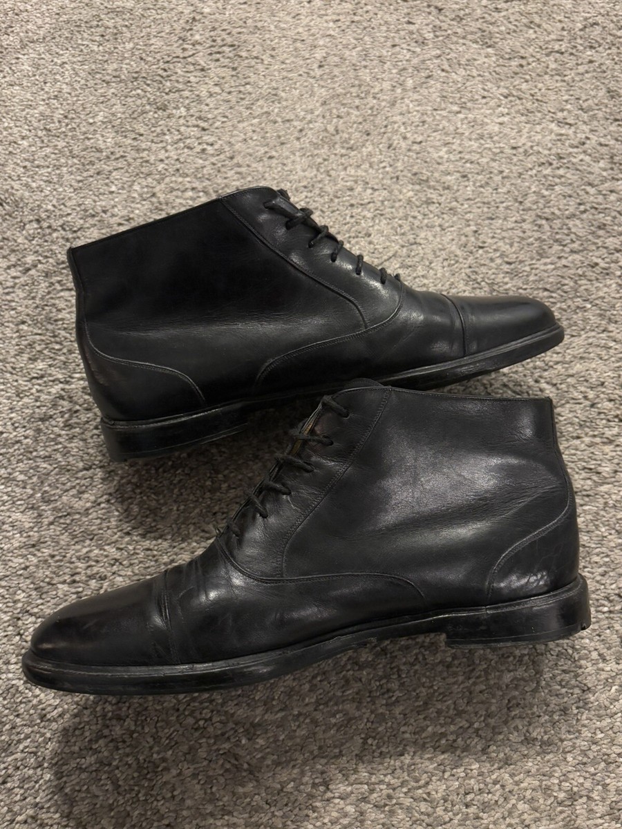Mezlan Size 9 Camden Cap Toe Leather Black Boots Shoes Ankle 