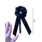 Black Rosette Ribbon Tie Hair Fashion Accessory EM10 BK
