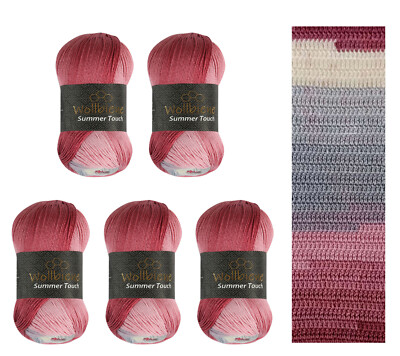 Wollbiene Summer Touch Batik Wolle fantastischer Farbverlauf 5x100g Strickwolle