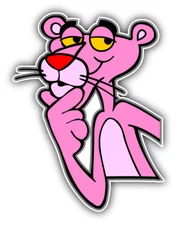 Pink Panther Thinking Cartoon Car Bumper Sticker Decal 4'' x 5''