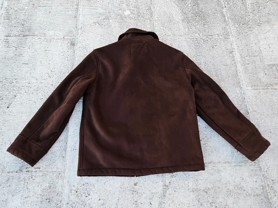 Perry Ellis Portfolio Men Jacket Faux Fur Brown Suede Coat Size M $250 - Image 3 of 4