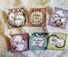 6 Cottage Chic Birthday Wishes Gift Hang Tags Scrapbook Junk Journal Parties 6R