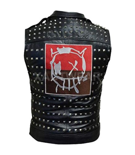 Herren Watch Dog 2 Dedsec Schraubenschlüssel Game Shawn Baichoo Leder Biker Weste - Bild 2 von 3