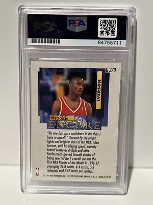 ALLEN IVERSON PSA Auto Signed 1996-97 Fleer Ultra Encore GOLD