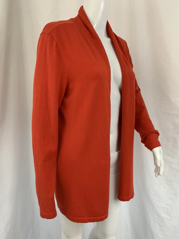 J MCLAUGHLIN Cardigan Sweater Size M Orange Open Wrap Shawl Long Sleeve Duster - Imagem 3 de 4