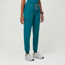 NWT FIGS Pacific Blue HIGH WAISTED ZAMORA Jogger SCRUB PANTS Tall Size XS