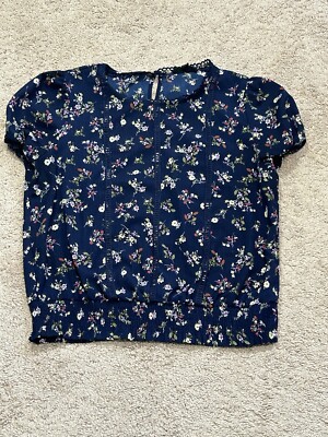 Mine Womens Shirt Size Large Multicolor Floral Crochet Textured Fabric