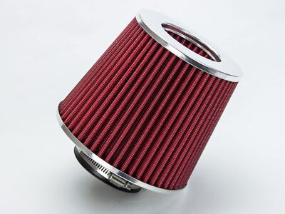 2.5 Inch Red Engine Air Filter Universal High Flow Reusable Washable Clamp In...