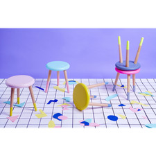 Rose in April Kids Cute Alice Stool in Neon Pink / Cement