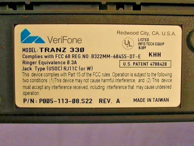 VeriFone P005-113-08.S22 Tranz 330 Credit Card Terminal NEW - Image 3 of 4
