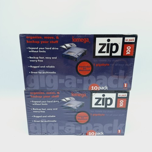 2 BRAND NEW Iomega 10 Packs of 100MB Mac Formatted Zip Disks SEALED 20 ...