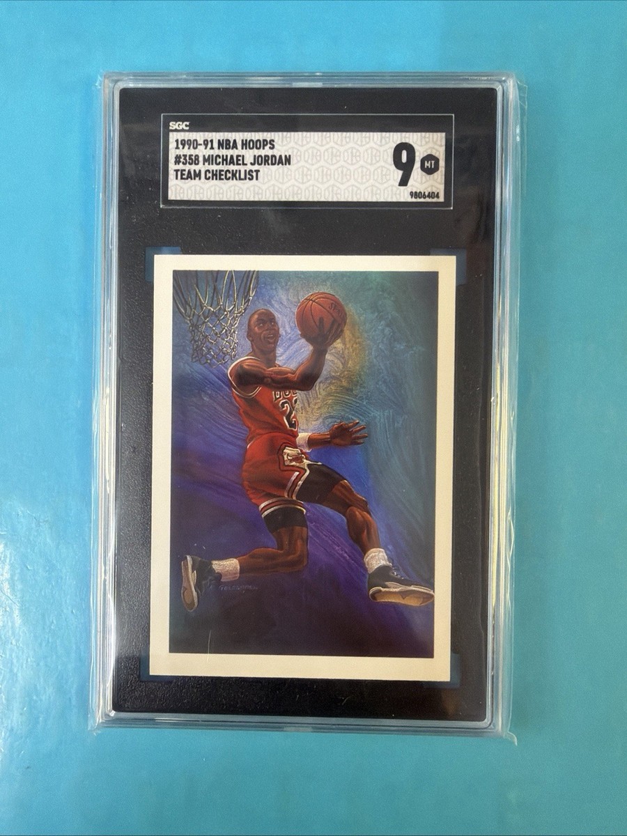 1990-91 NBA Hoops Michael Jordan Checklist, Art Card #358 Chicago