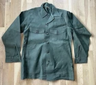 Vintage Military Green Shirt OG-107 Cotton Sateen Vietnam 1970 Size 15.5 x 33 -M