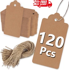 2" X 4" Large Gift Tags, 120 Pcs Kraft Paper Tags with String Blank