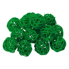 14Pcs Wicker Rattan Balls, 1.2 in Dia Rattan Decorative Balls, Green