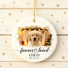 Personalized Pet Photo Ornament,Dog Memorial Valentine Day 2D Ceramic Ornament