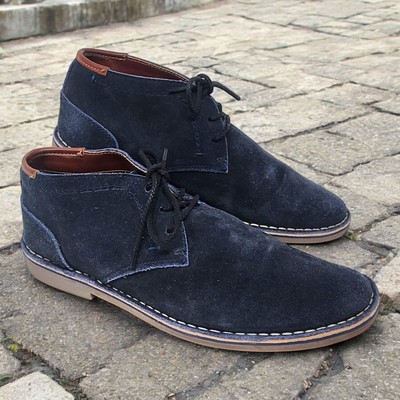 Kenneth Cole Reaction Navy Leather Suede Mens Size 13M Lace 