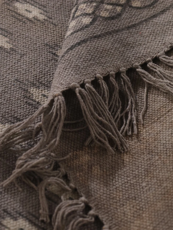 Boho Cotton Area Rug Gray Tribal Print with Decorative Borders Floor Carpet Mat - Image 2 of 4