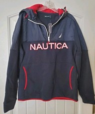Nautica Nautex NWT Classic Quarter Zip Fleece Hoodie Navy Teen Boy Size Med.